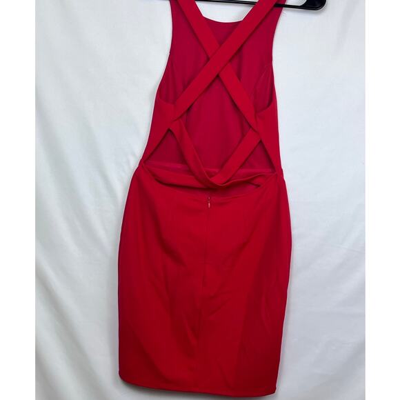 Lulus Womens Medium Red Double Criss Cross Back Cocktail Banquet Formal Dress - Picture 6 of 9